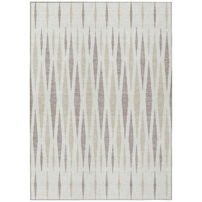 Tabselect Home Line 5' X 8' Ivory Brown And Beige Geometric Washable Indoor Outdoor Area Rug