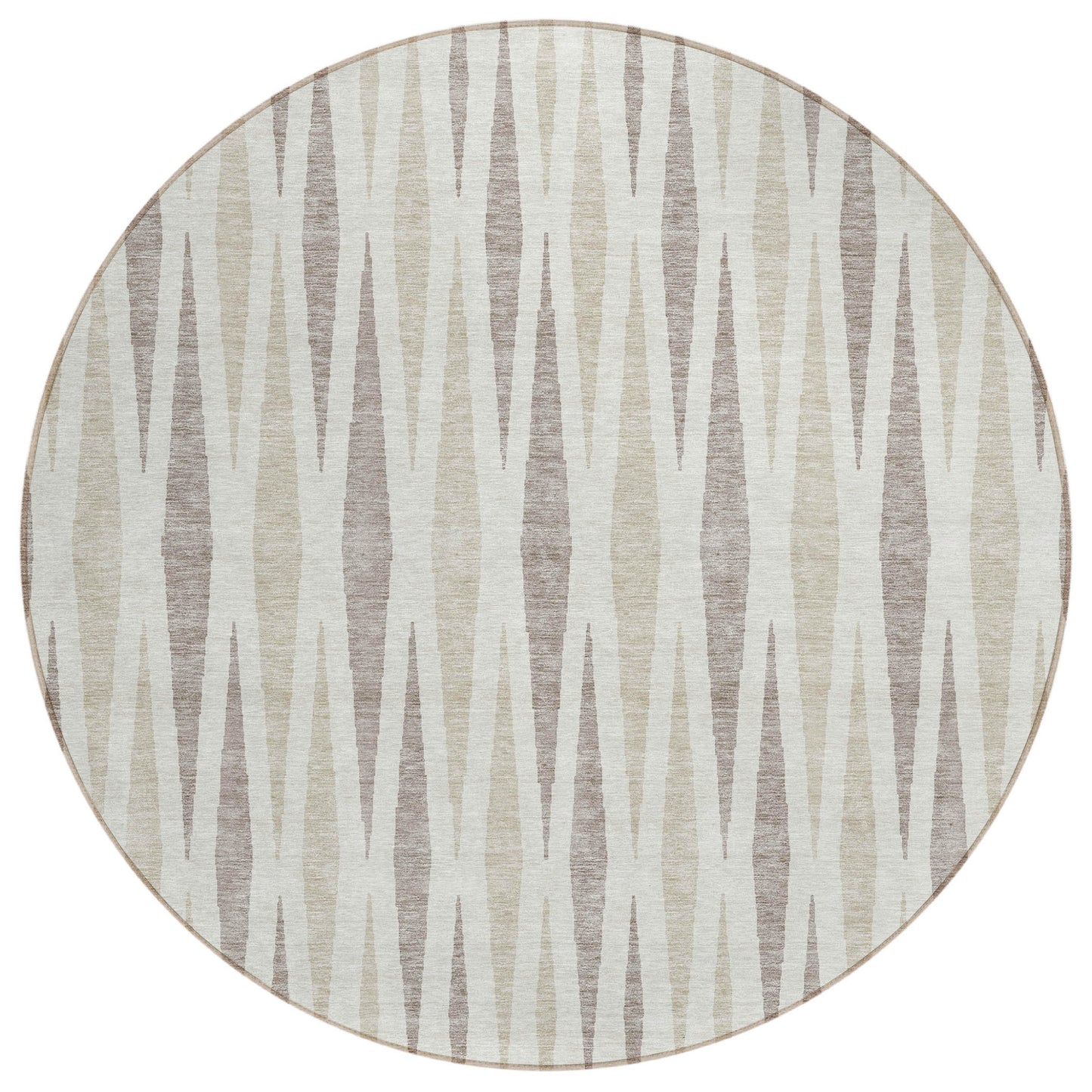 Tabselect Home Line 8' Ivory Brown And Beige Round Geometric Washable Indoor Outdoor Area Rug