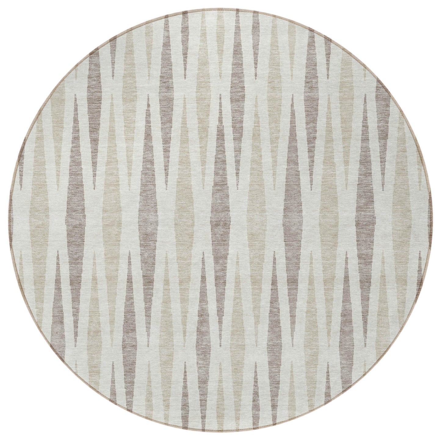 Tabselect Home Line 8' Ivory Brown And Beige Round Geometric Washable Indoor Outdoor Area Rug