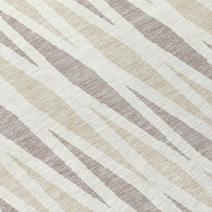 Tabselect Home Line 8' Ivory Brown And Beige Round Geometric Washable Indoor Outdoor Area Rug