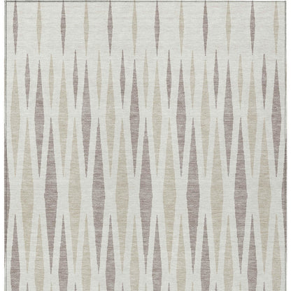 Tabselect Home Line 8' X 10' Ivory Brown And Beige Geometric Washable Indoor Outdoor Area Rug