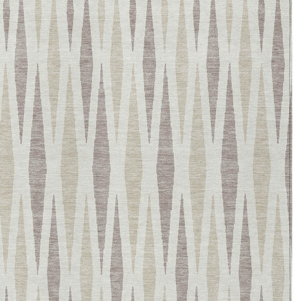 Tabselect Home Line 8' X 10' Ivory Brown And Beige Geometric Washable Indoor Outdoor Area Rug