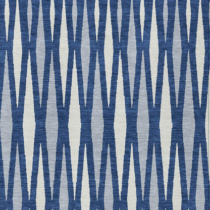 Tabselect Home Line 5' X 8' Navy Blue Gray And Ivory Geometric Washable Indoor Outdoor Area Rug