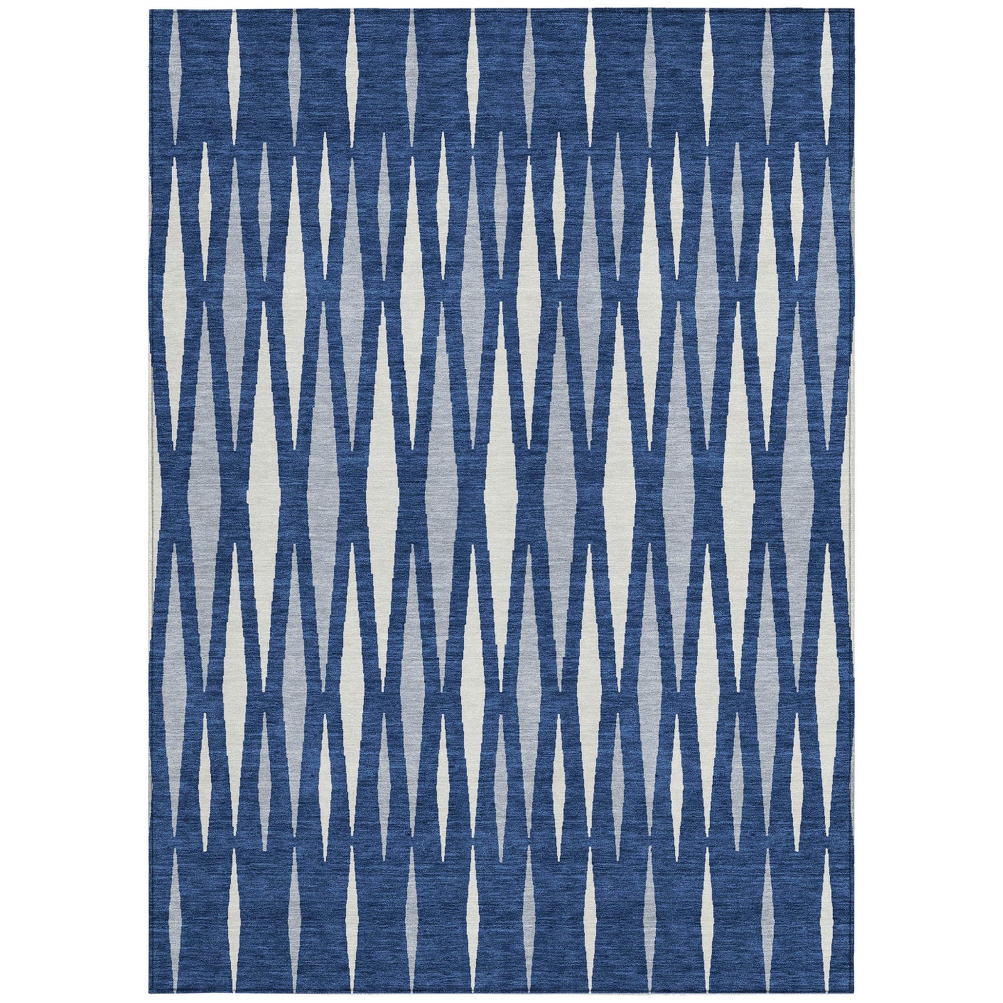 Tabselect Home Line 8' X 10' Navy Blue Gray And Ivory Geometric Washable Indoor Outdoor Area Rug
