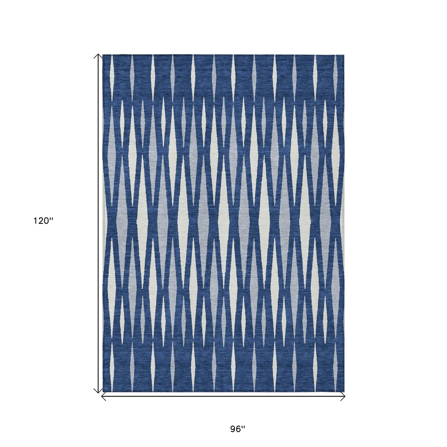 Tabselect Home Line 8' X 10' Navy Blue Gray And Ivory Geometric Washable Indoor Outdoor Area Rug