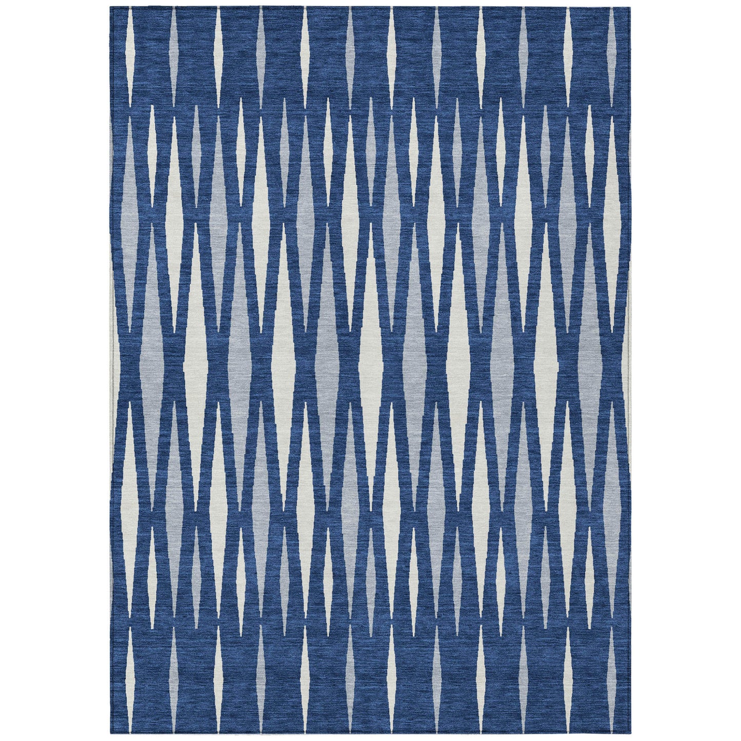 Tabselect Home Line 8' X 10' Navy Blue Gray And Ivory Geometric Washable Indoor Outdoor Area Rug