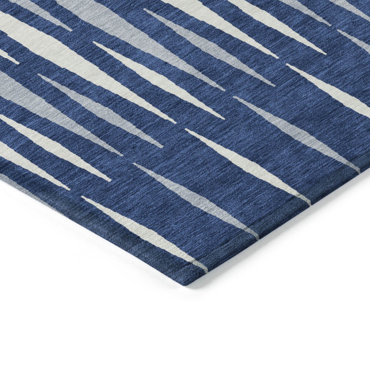 Tabselect Home Line 8' X 10' Navy Blue Gray And Ivory Geometric Washable Indoor Outdoor Area Rug
