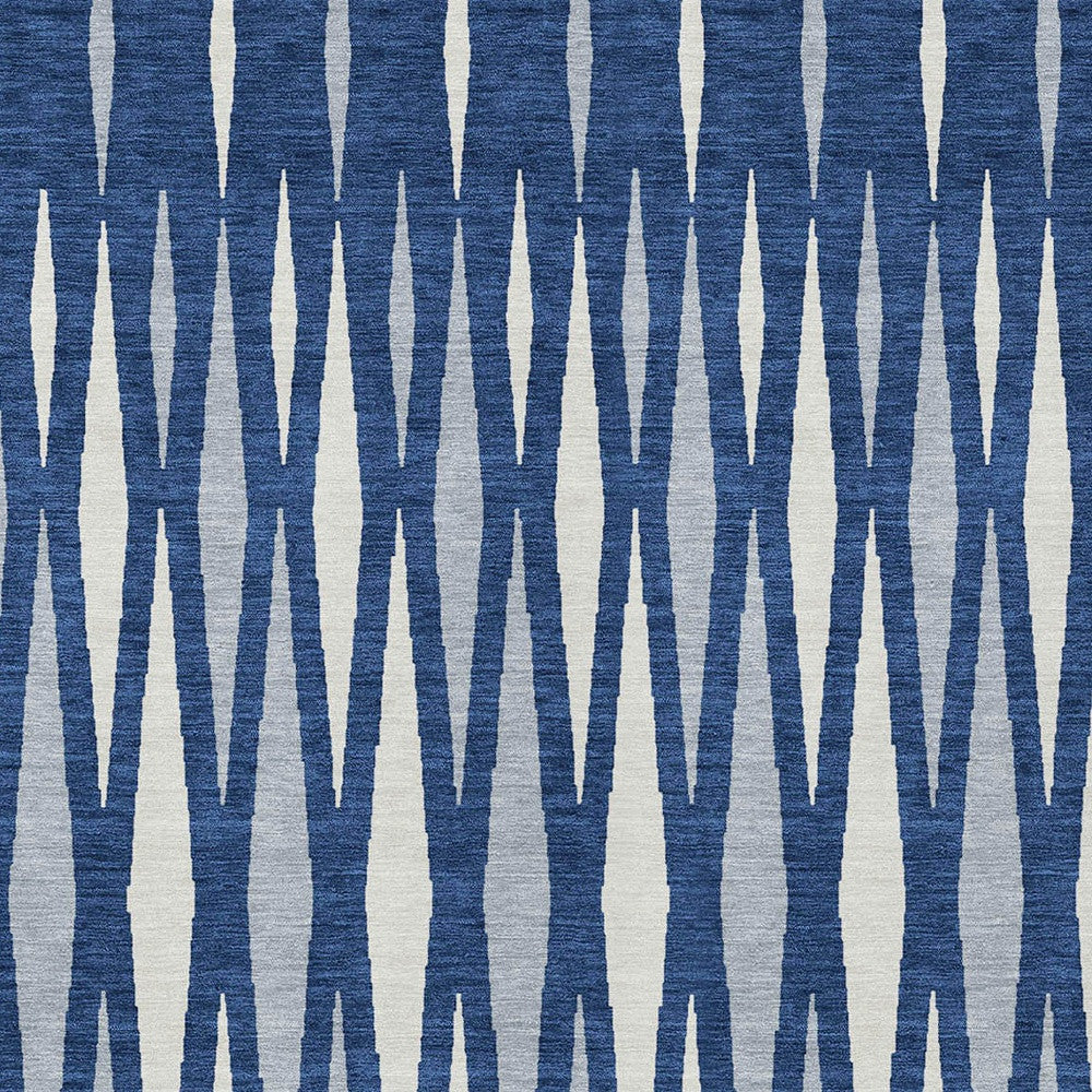 Tabselect Home Line 8' X 10' Navy Blue Gray And Ivory Geometric Washable Indoor Outdoor Area Rug