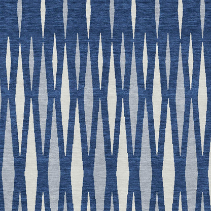 Tabselect Home Line 8' X 10' Navy Blue Gray And Ivory Geometric Washable Indoor Outdoor Area Rug