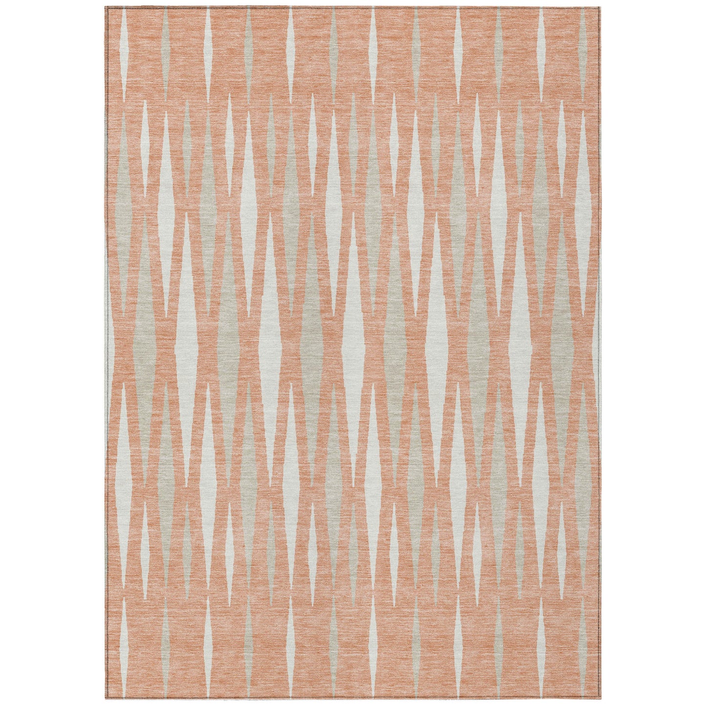 Tabselect Home Line 5' X 8' Salmon Gray And Ivory Geometric Washable Indoor Outdoor Area Rug