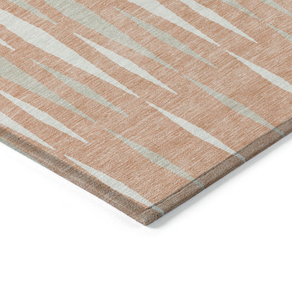 Tabselect Home Line 5' X 8' Salmon Gray And Ivory Geometric Washable Indoor Outdoor Area Rug