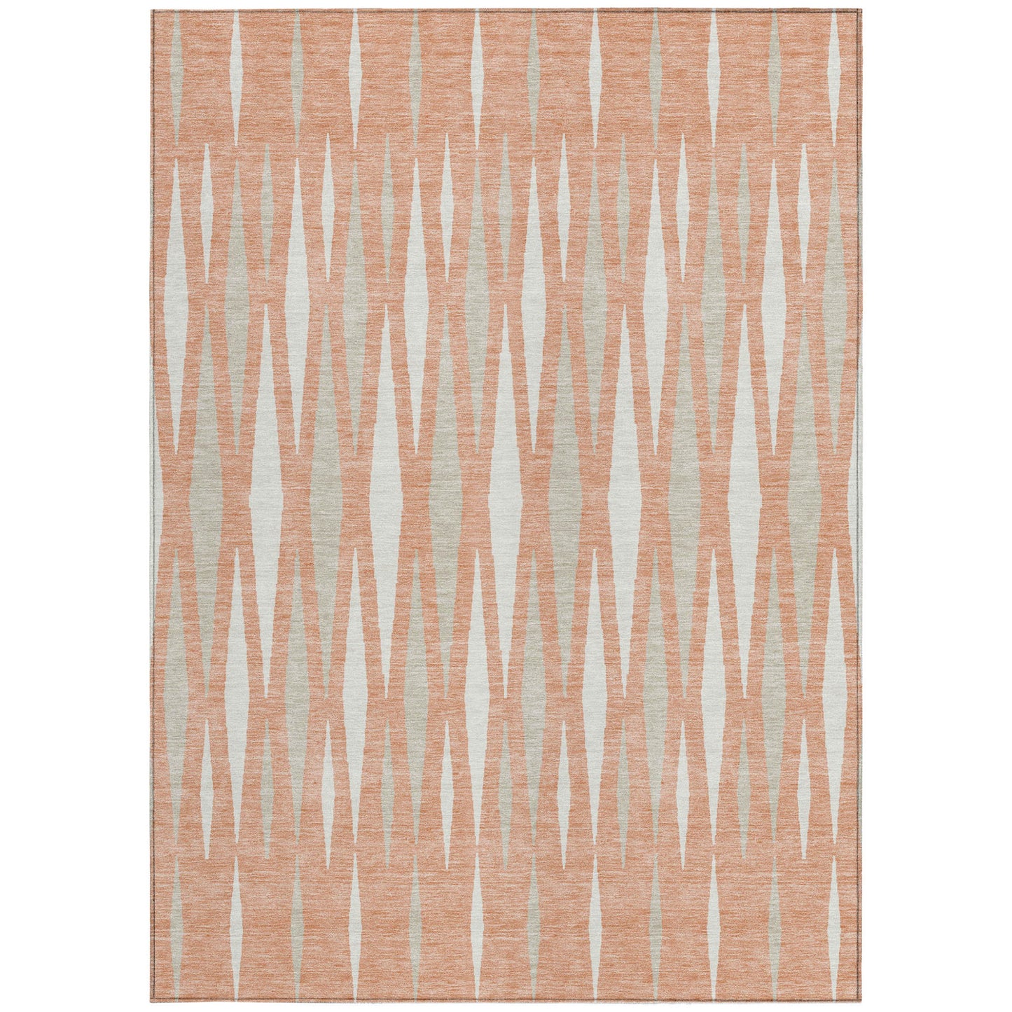 Tabselect Home Line 5' X 8' Salmon Gray And Ivory Geometric Washable Indoor Outdoor Area Rug