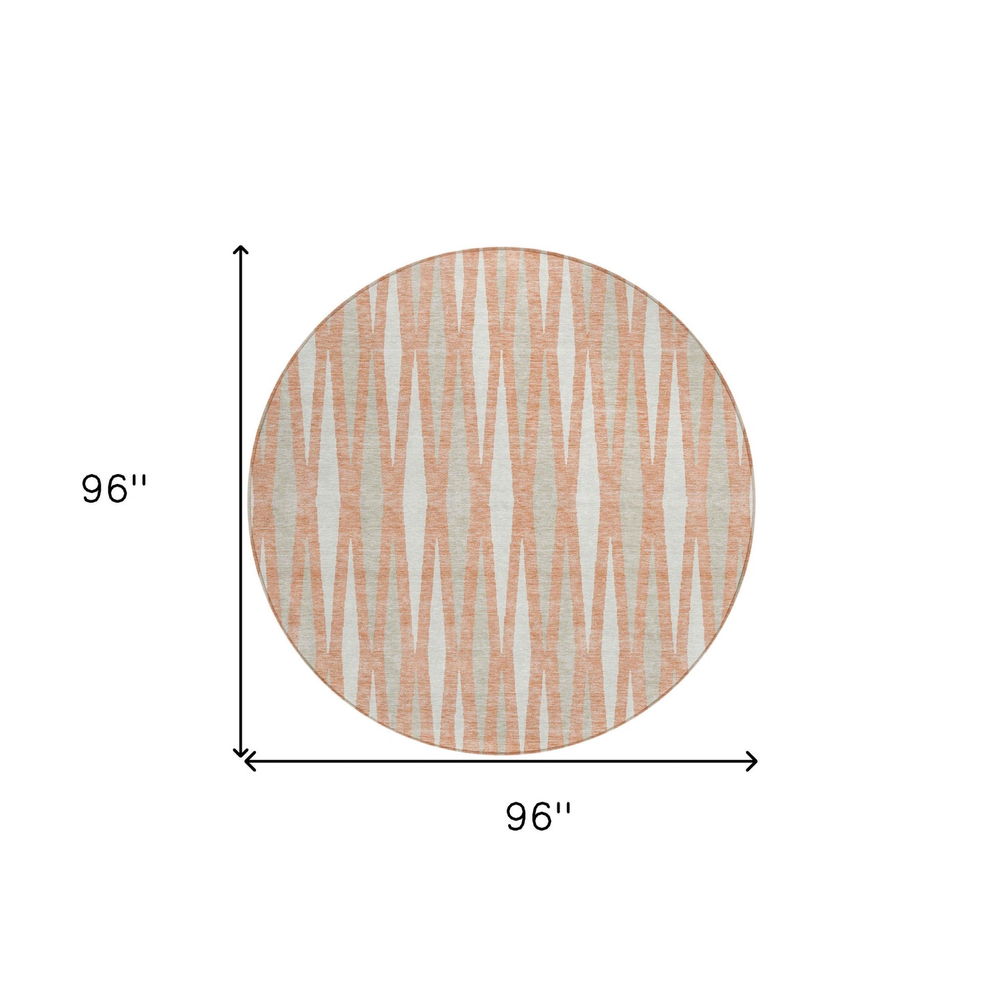 Tabselect Home Line 8' Salmon Gray And Ivory Round Geometric Washable Indoor Outdoor Area Rug