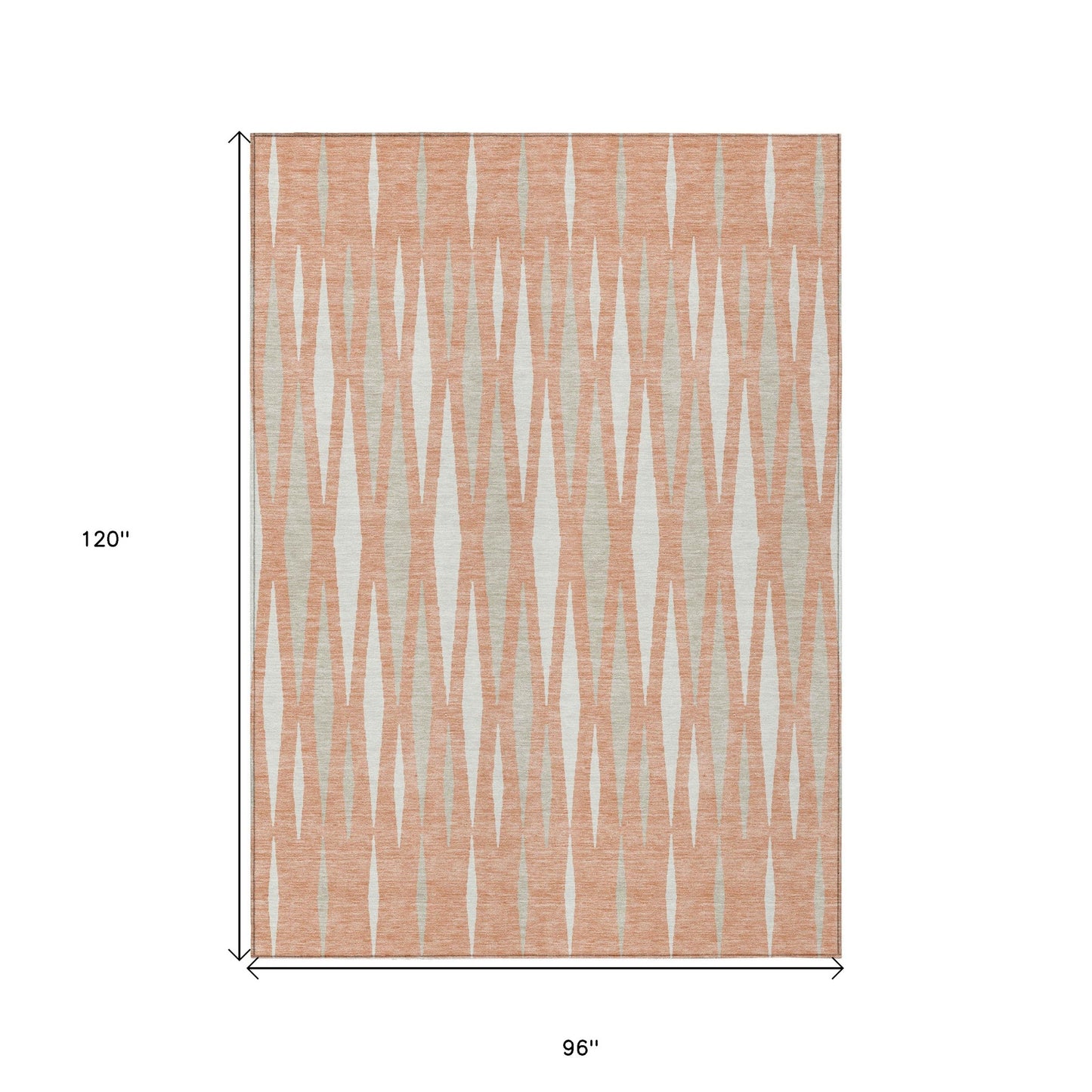 Tabselect Home Line 8' X 10' Salmon Gray And Ivory Geometric Washable Indoor Outdoor Area Rug