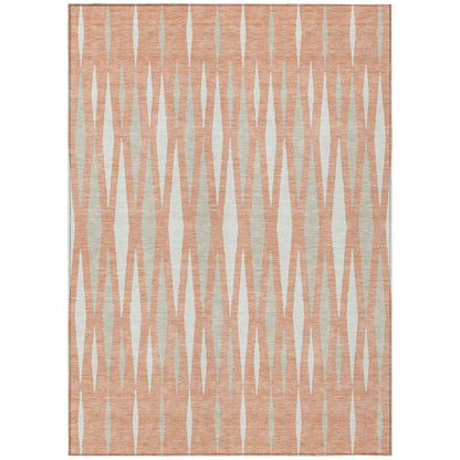Tabselect Home Line 8' X 10' Salmon Gray And Ivory Geometric Washable Indoor Outdoor Area Rug