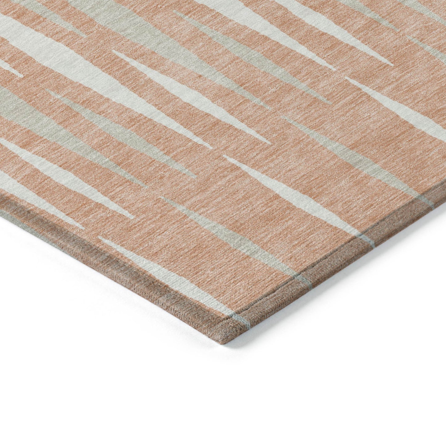 Tabselect Home Line 8' X 10' Salmon Gray And Ivory Geometric Washable Indoor Outdoor Area Rug