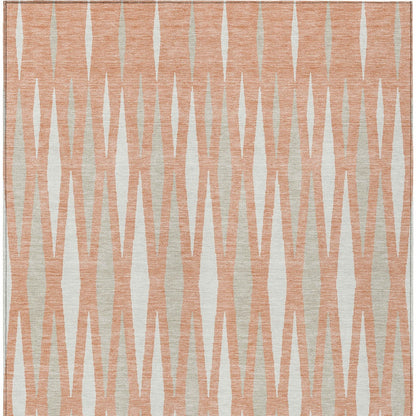 Tabselect Home Line 8' X 10' Salmon Gray And Ivory Geometric Washable Indoor Outdoor Area Rug