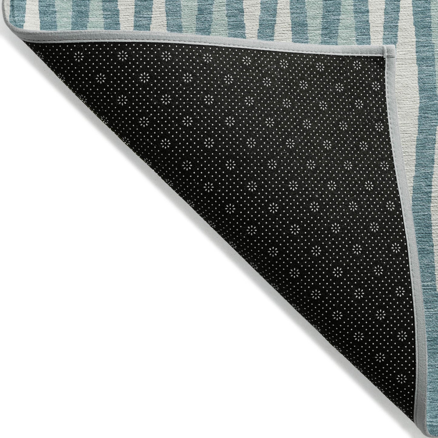 Tabselect Home Line 5' X 8' Teal Blue And Ivory Geometric Washable Indoor Outdoor Area Rug