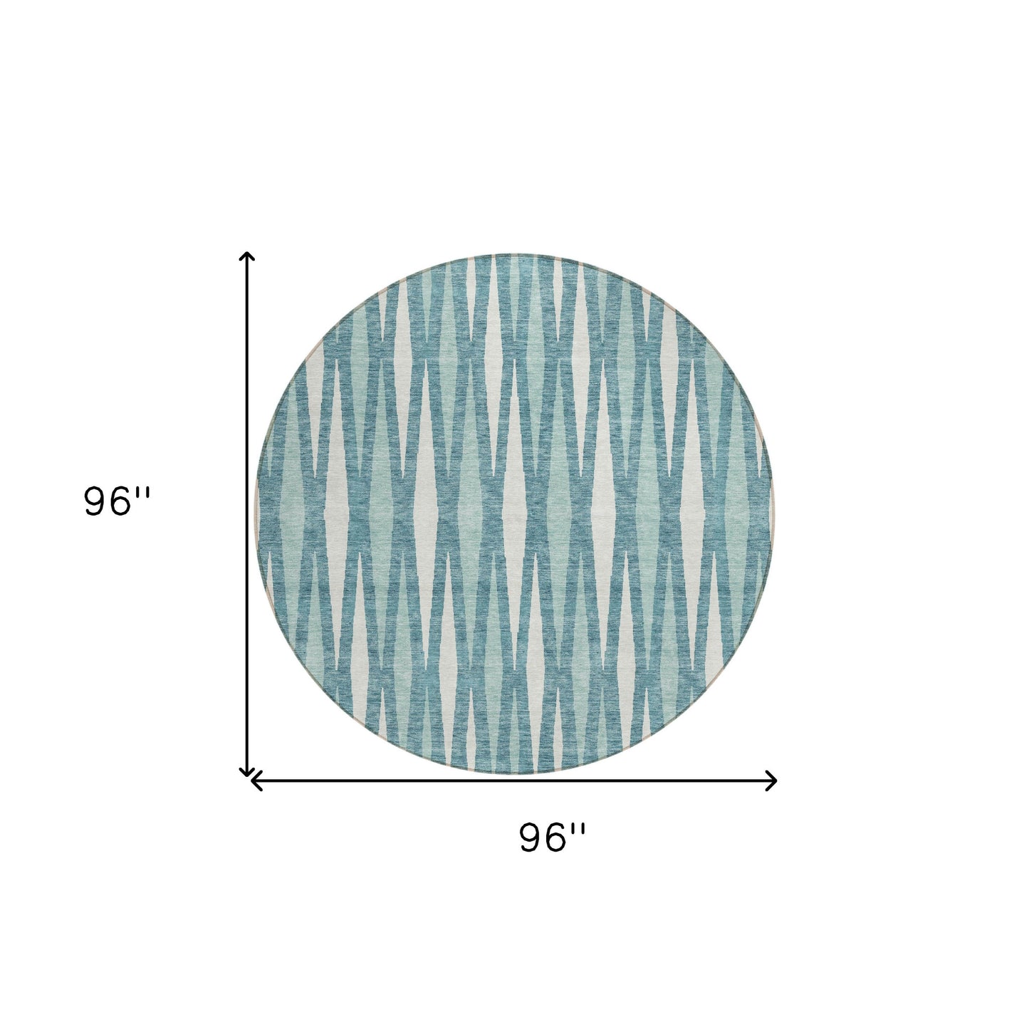 Tabselect Home Line 8' Teal Blue And Ivory Round Geometric Washable Indoor Outdoor Area Rug