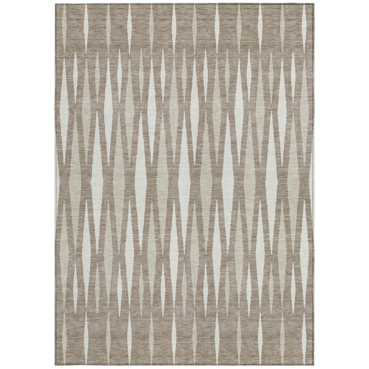 Tabselect Home Line 5' X 8' Taupe Beige And Ivory Geometric Washable Indoor Outdoor Area Rug