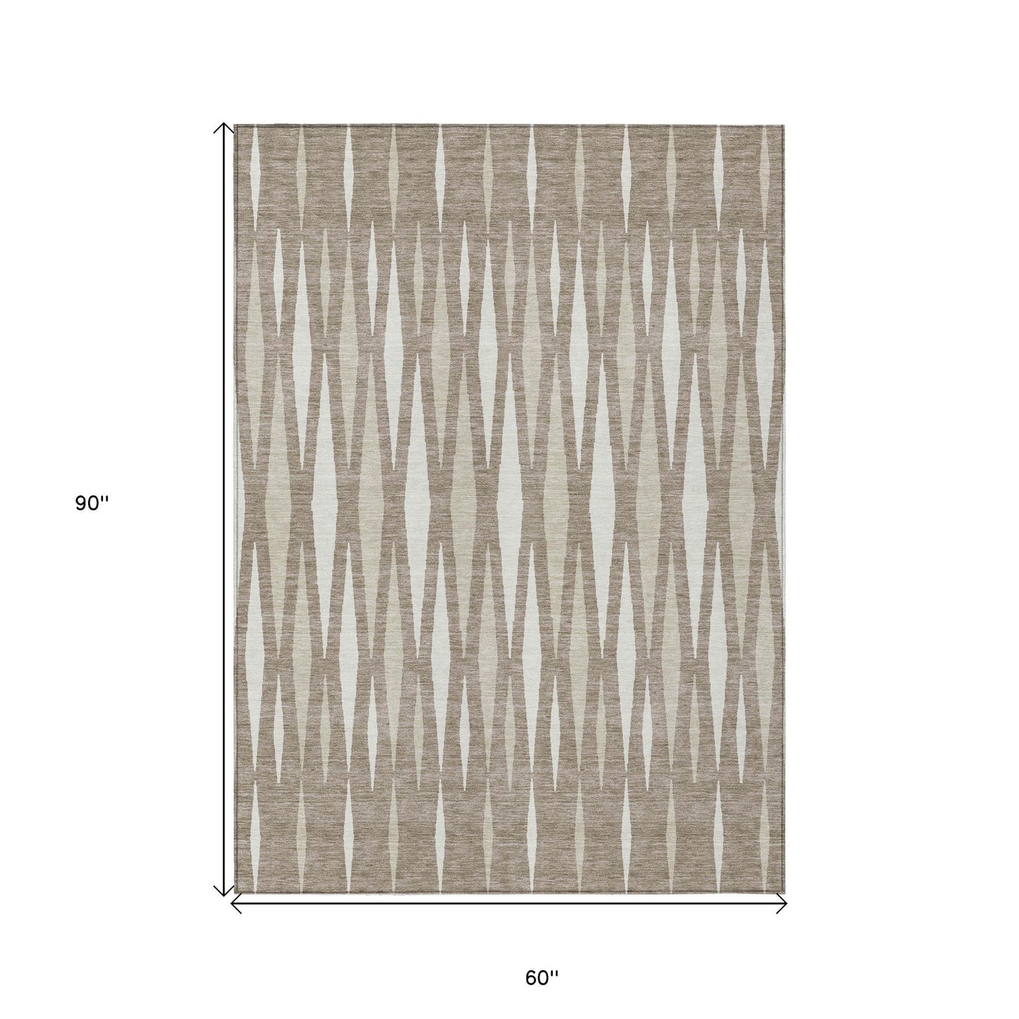 Tabselect Home Line 5' X 8' Taupe Beige And Ivory Geometric Washable Indoor Outdoor Area Rug