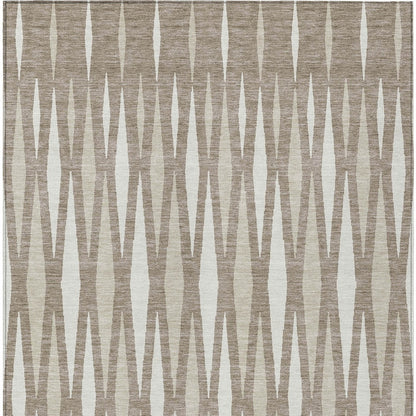 Tabselect Home Line 5' X 8' Taupe Beige And Ivory Geometric Washable Indoor Outdoor Area Rug