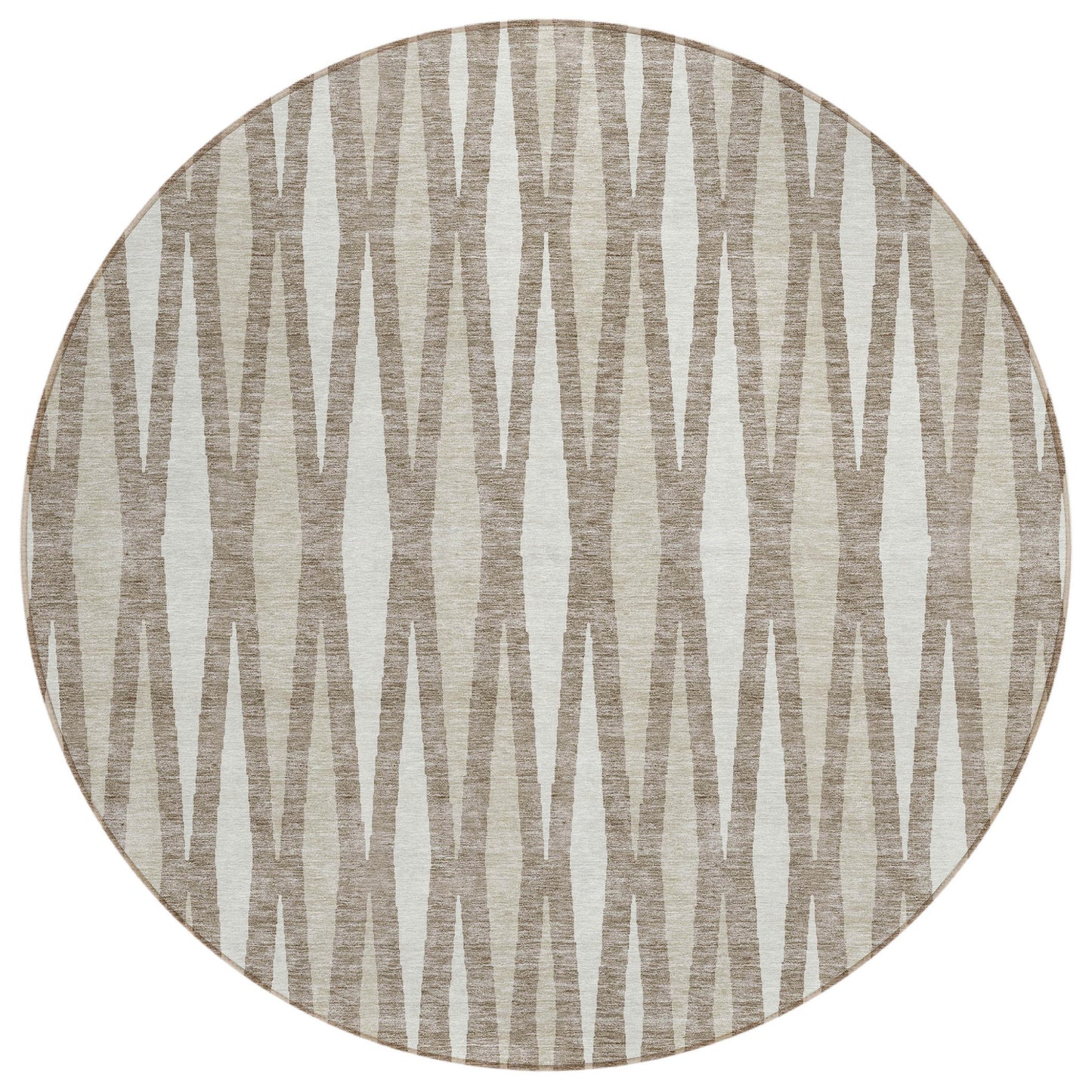 Tabselect Home Line 8' Taupe Beige And Ivory Round Geometric Washable Indoor Outdoor Area Rug