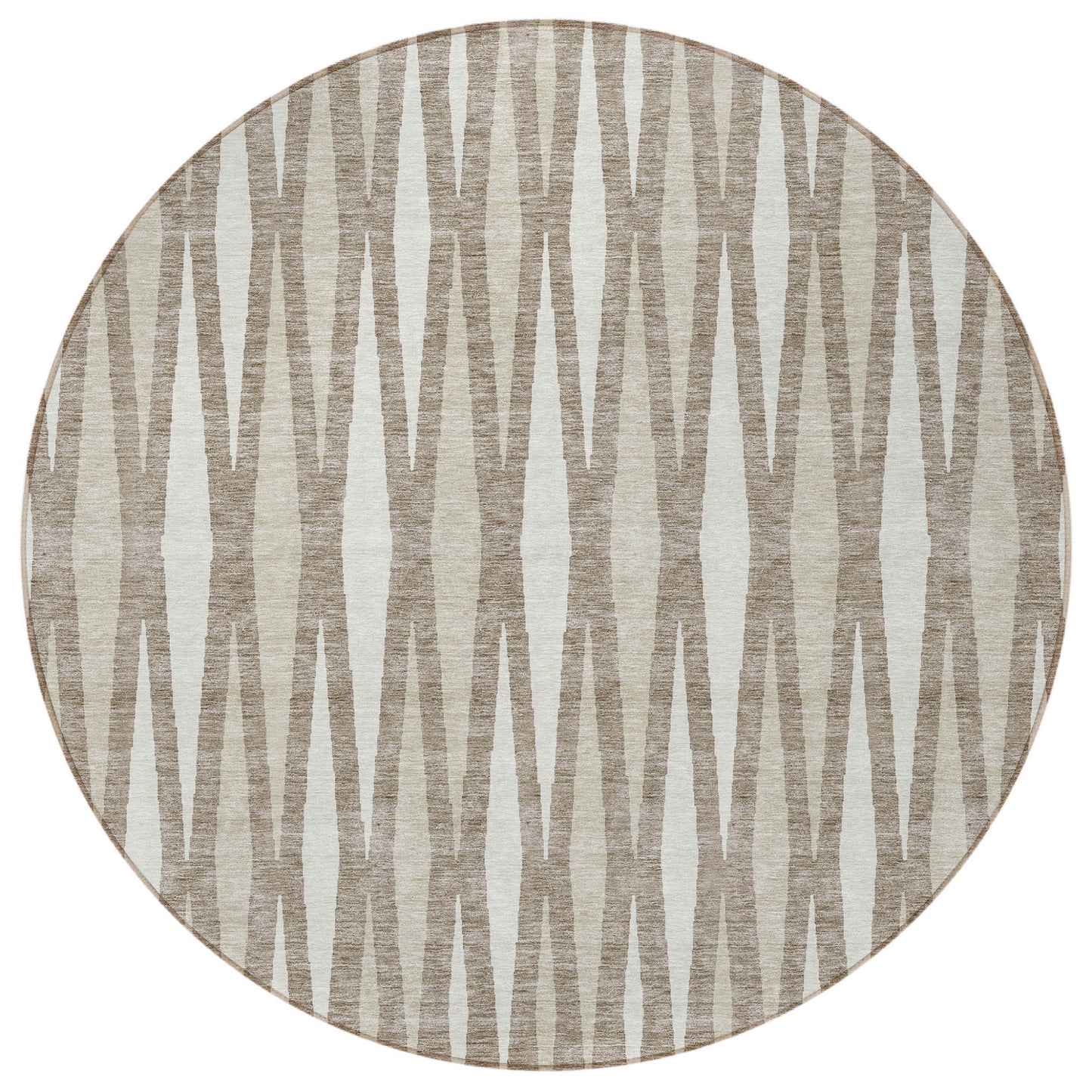 Tabselect Home Line 8' Taupe Beige And Ivory Round Geometric Washable Indoor Outdoor Area Rug