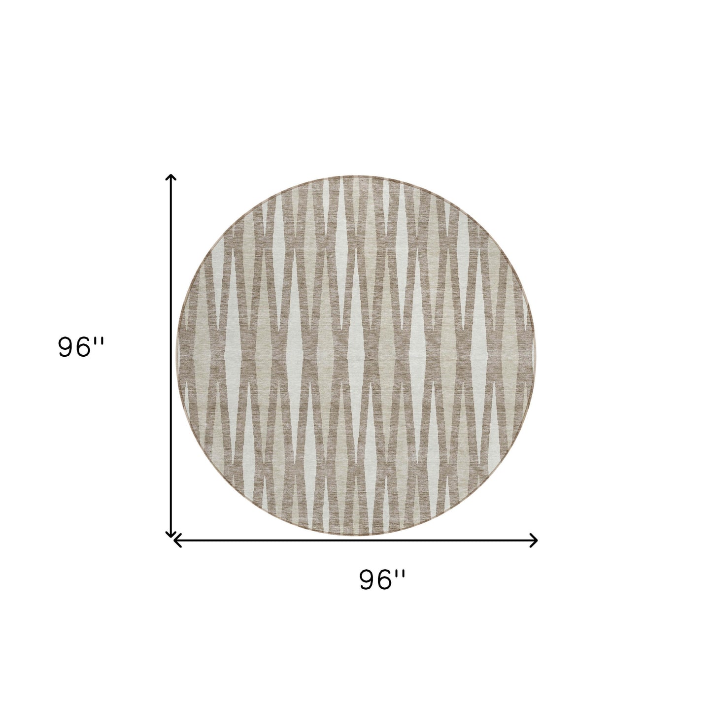 Tabselect Home Line 8' Taupe Beige And Ivory Round Geometric Washable Indoor Outdoor Area Rug