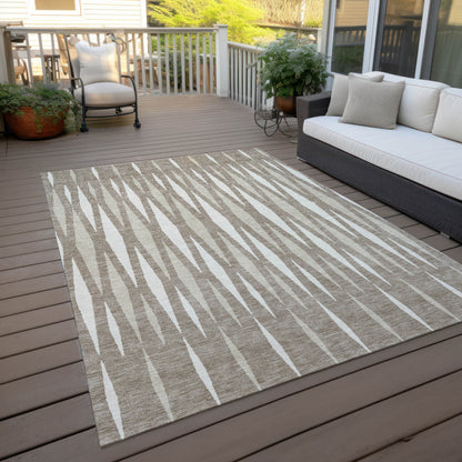 Tabselect Home Line 8' X 10' Taupe Beige And Ivory Geometric Washable Indoor Outdoor Area Rug