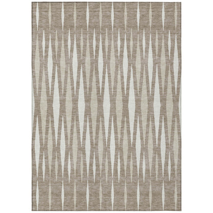 Tabselect Home Line 8' X 10' Taupe Beige And Ivory Geometric Washable Indoor Outdoor Area Rug