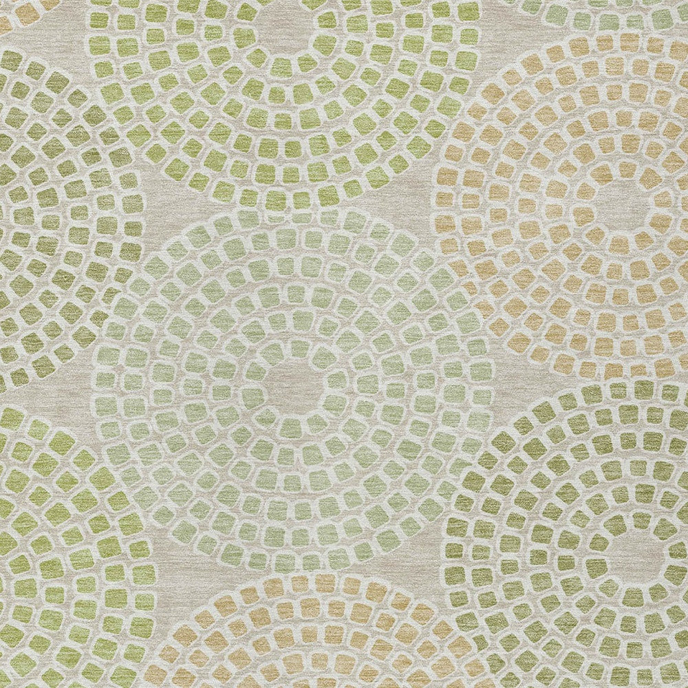 Tabselect Home Line 5' X 8' Artichoke Green And Brown Geometric Washable Indoor Outdoor Area Rug