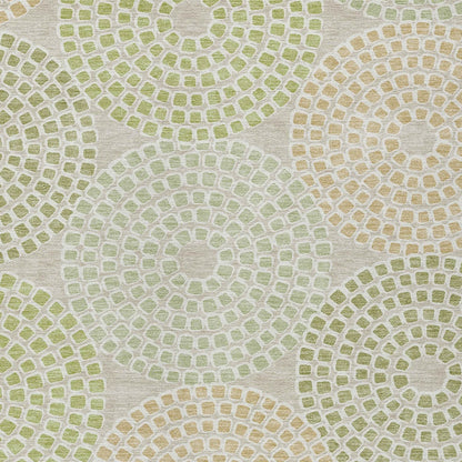 Tabselect Home Line 5' X 8' Artichoke Green And Brown Geometric Washable Indoor Outdoor Area Rug