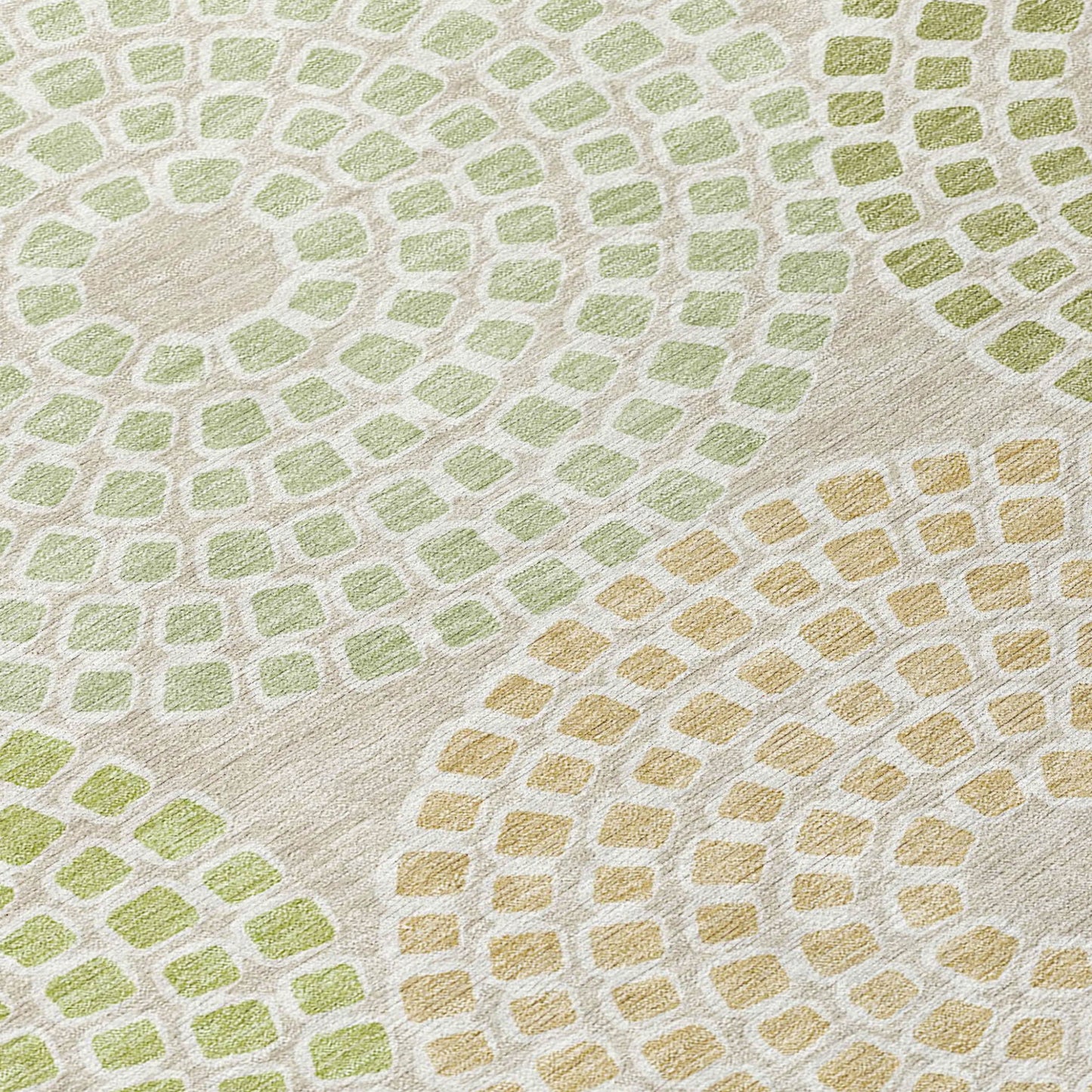 Tabselect Home Line 5' X 8' Artichoke Green And Brown Geometric Washable Indoor Outdoor Area Rug
