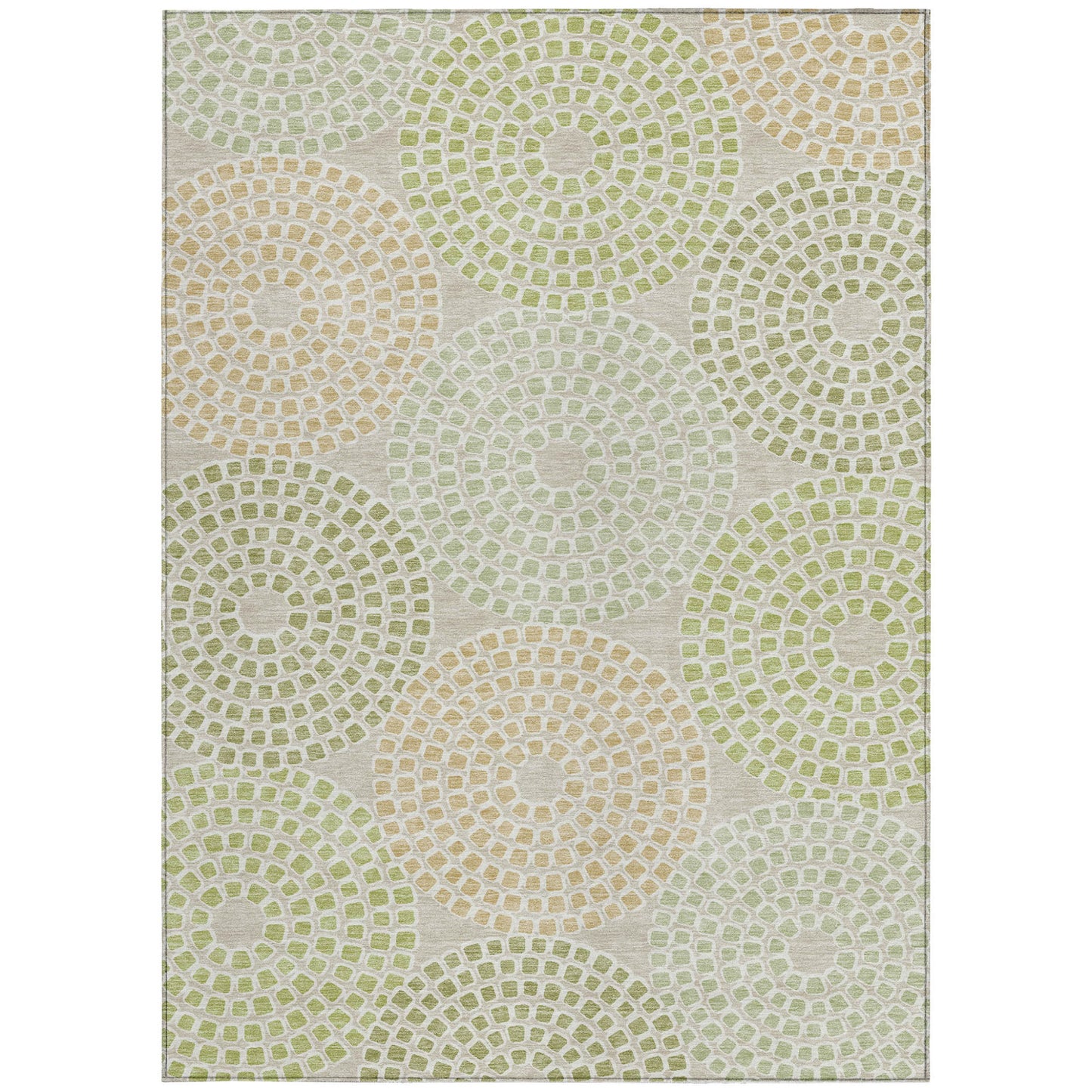 Tabselect Home Line 8' X 10' Artichoke Green And Brown Geometric Washable Indoor Outdoor Area Rug