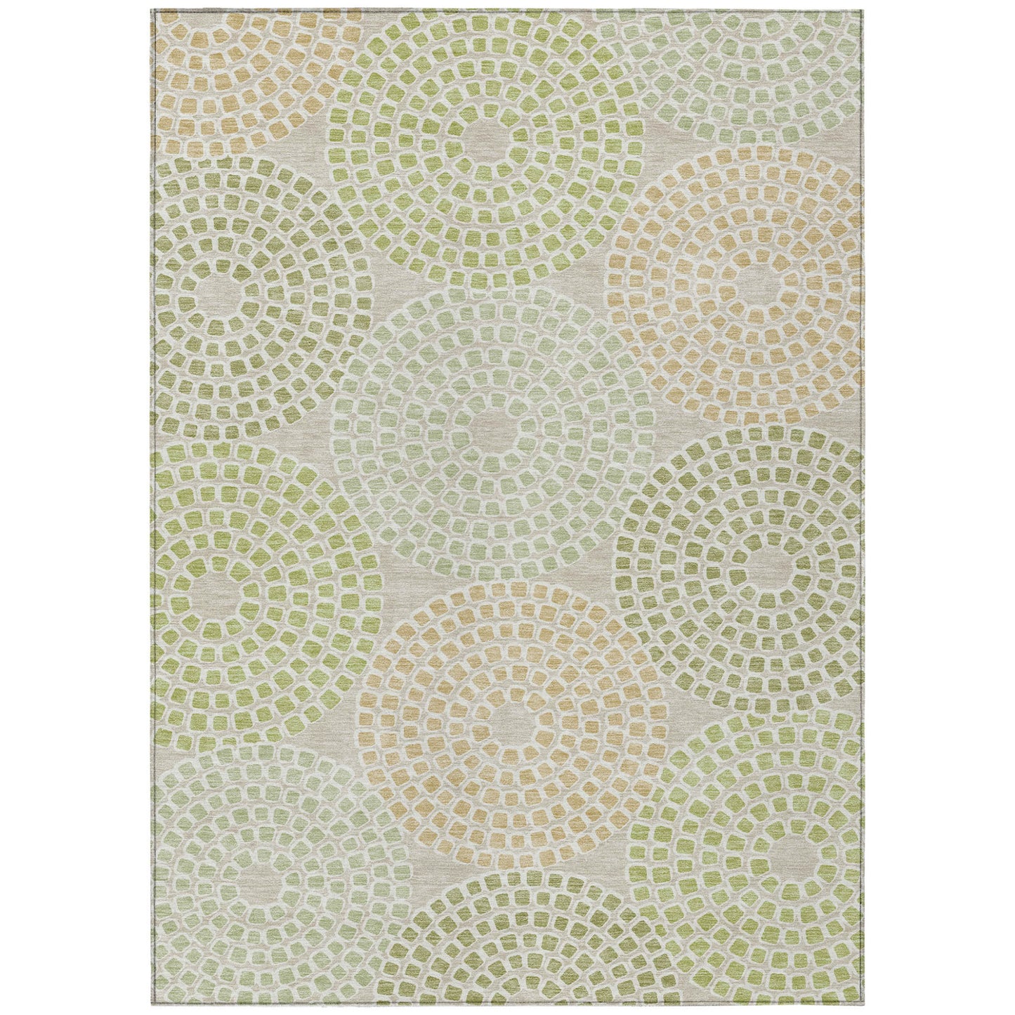 Tabselect Home Line 8' X 10' Artichoke Green And Brown Geometric Washable Indoor Outdoor Area Rug