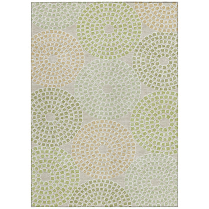 Tabselect Home Line 9' X 12' Artichoke Green And Brown Geometric Washable Indoor Outdoor Area Rug