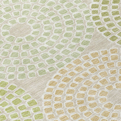 Tabselect Home Line 9' X 12' Artichoke Green And Brown Geometric Washable Indoor Outdoor Area Rug