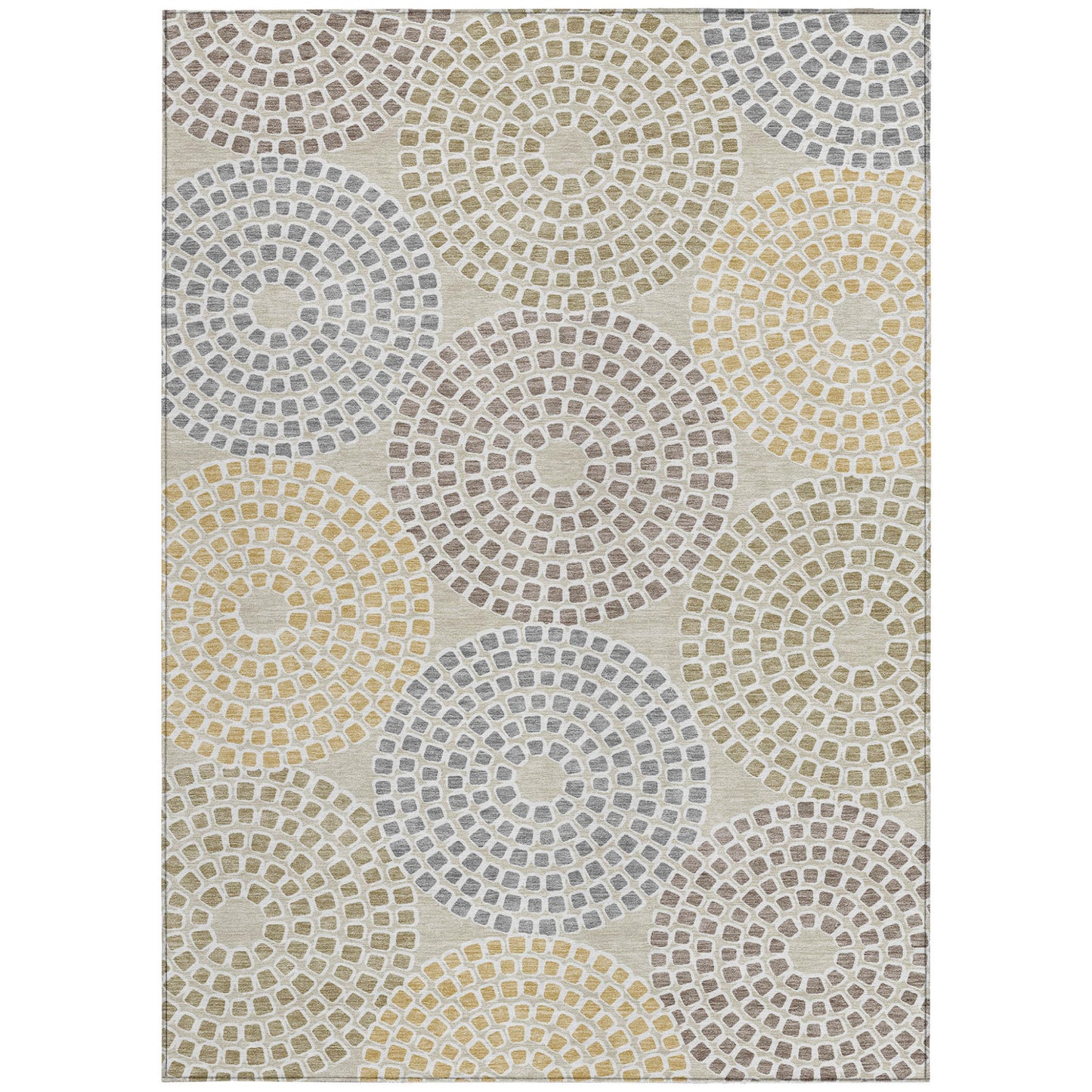 Tabselect Home Line 5' X 8' Beige Brown And Gray Geometric Washable Indoor Outdoor Area Rug