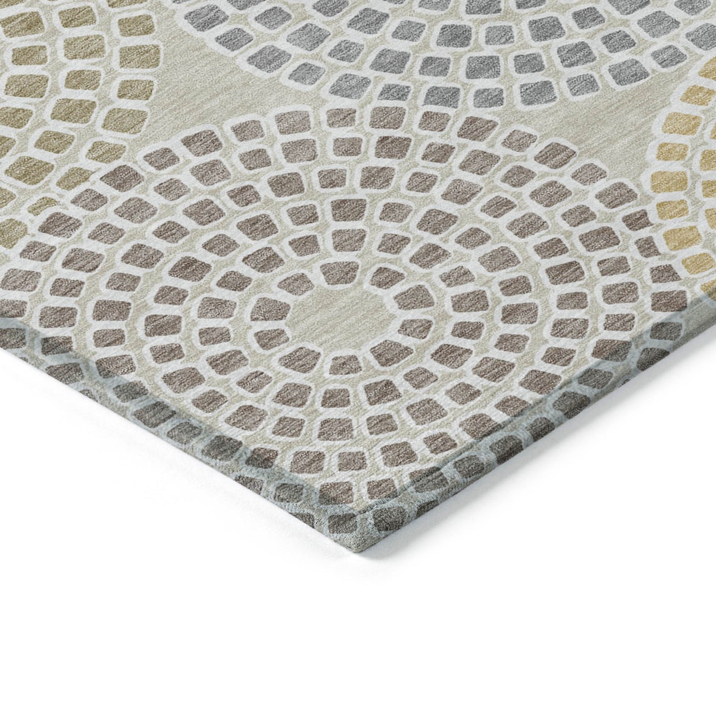 Tabselect Home Line 5' X 8' Beige Brown And Gray Geometric Washable Indoor Outdoor Area Rug