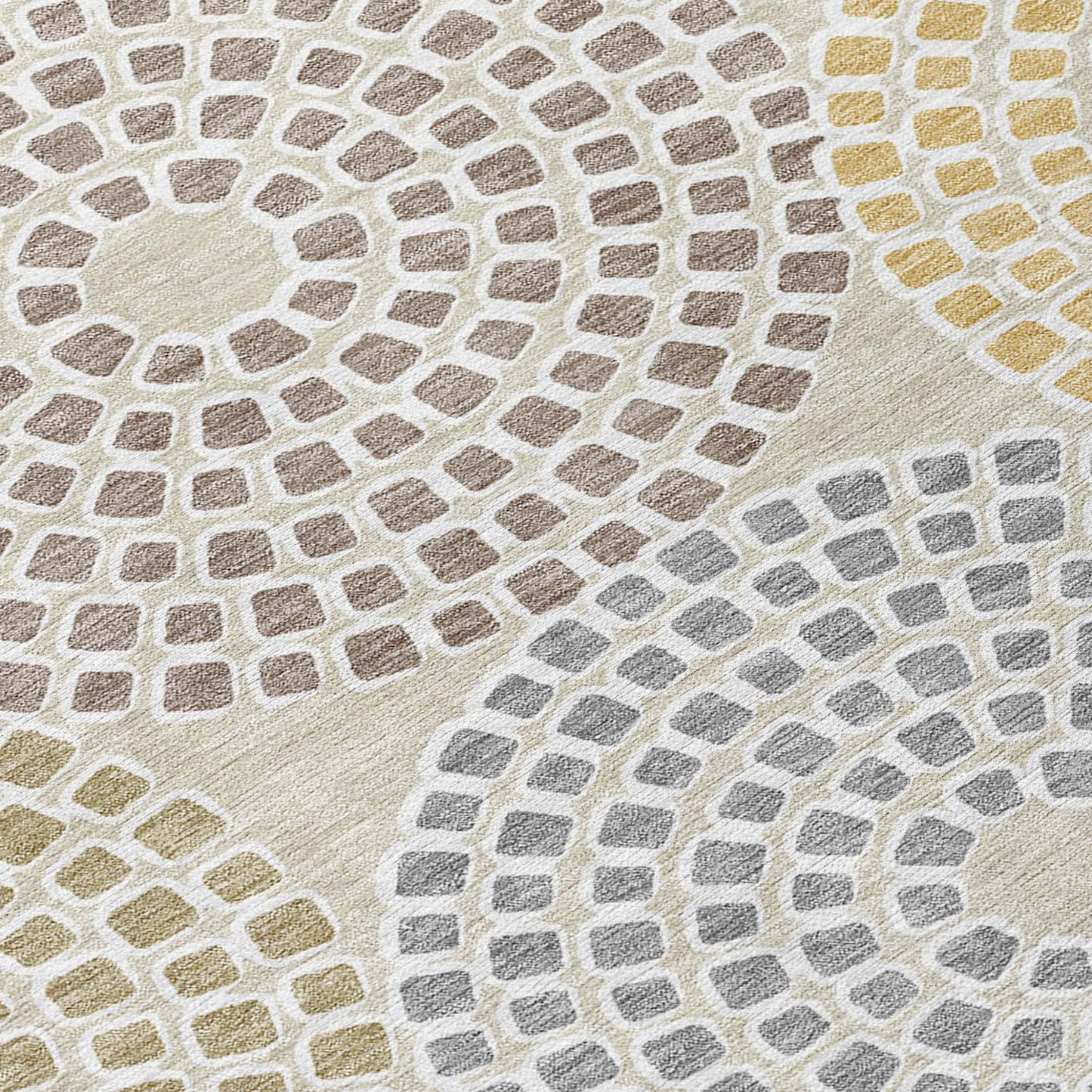 Tabselect Home Line 5' X 8' Beige Brown And Gray Geometric Washable Indoor Outdoor Area Rug