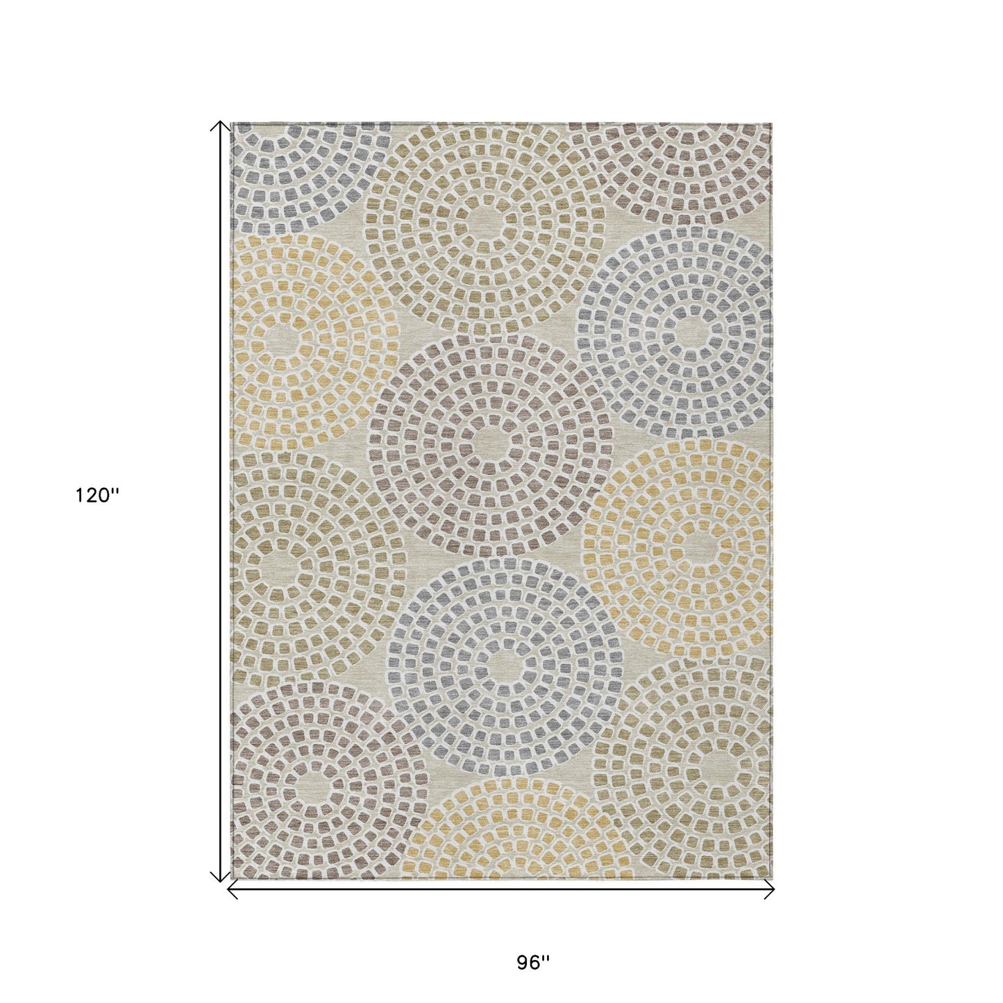 Tabselect Home Line 8' X 10' Beige Brown And Gray Geometric Washable Indoor Outdoor Area Rug