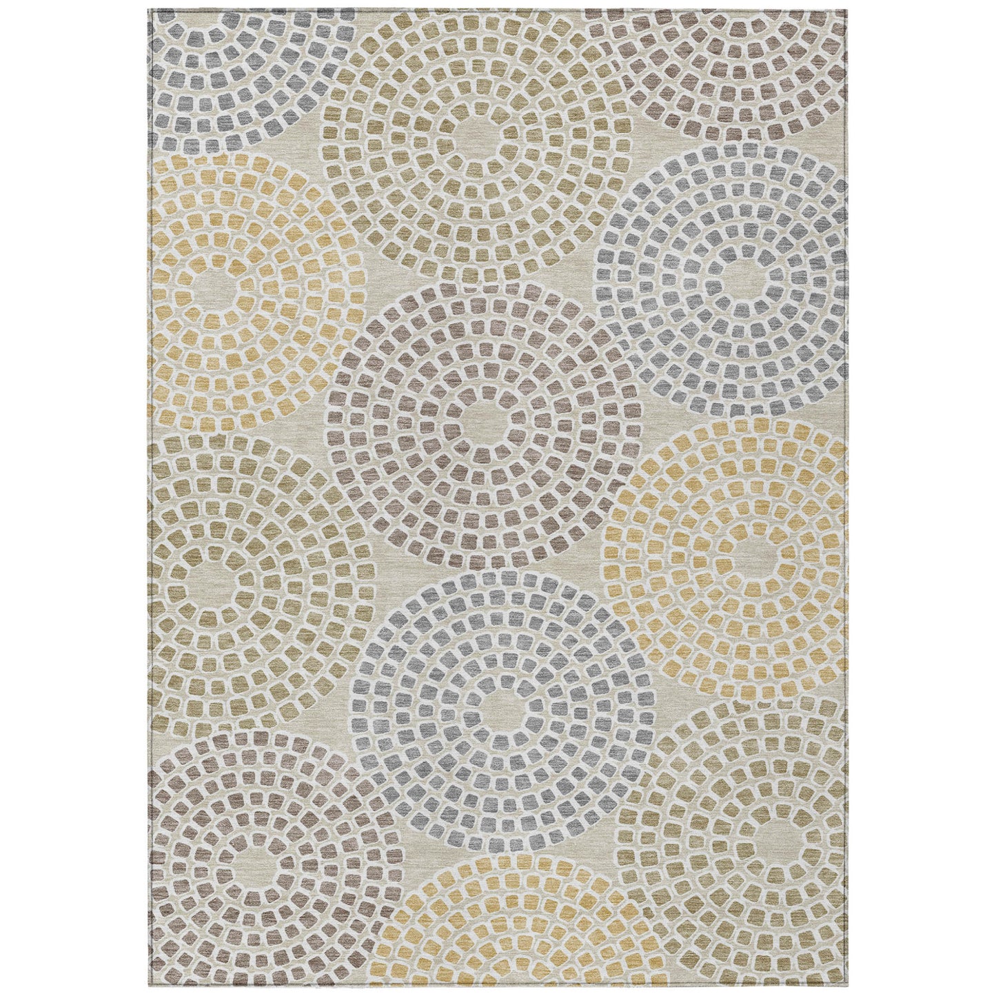 Tabselect Home Line 8' X 10' Beige Brown And Gray Geometric Washable Indoor Outdoor Area Rug