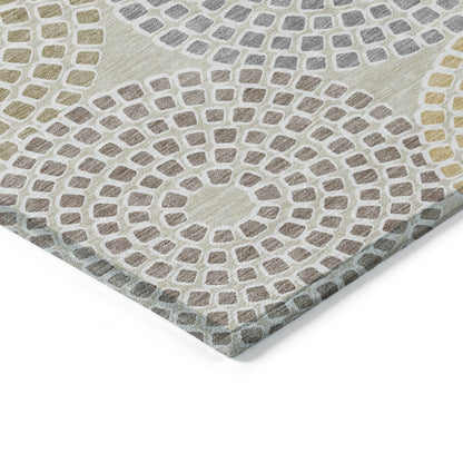 Tabselect Home Line 8' X 10' Beige Brown And Gray Geometric Washable Indoor Outdoor Area Rug