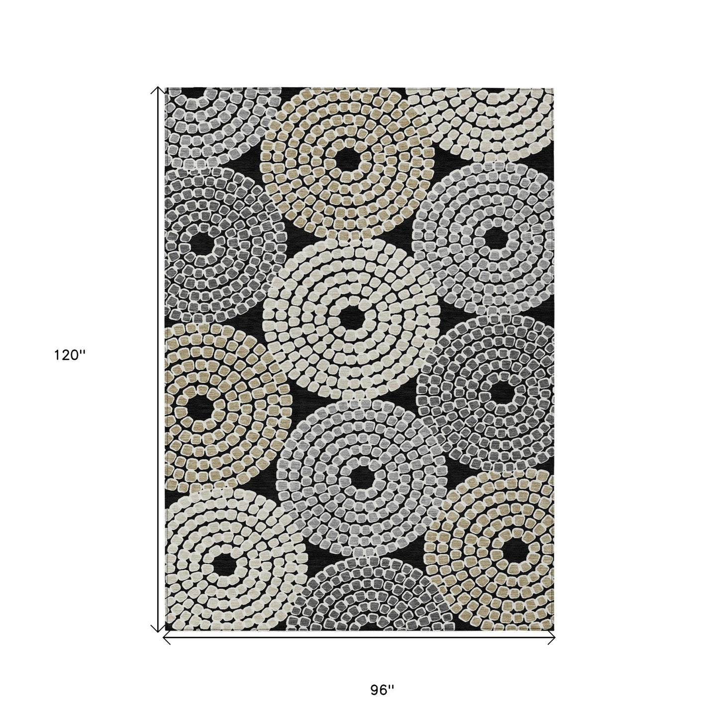 Tabselect Home Line 8' X 10' Black Gray And Beige Geometric Washable Indoor Outdoor Area Rug