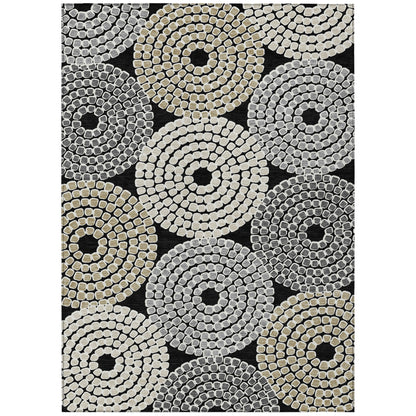 Tabselect Home Line 8' X 10' Black Gray And Beige Geometric Washable Indoor Outdoor Area Rug