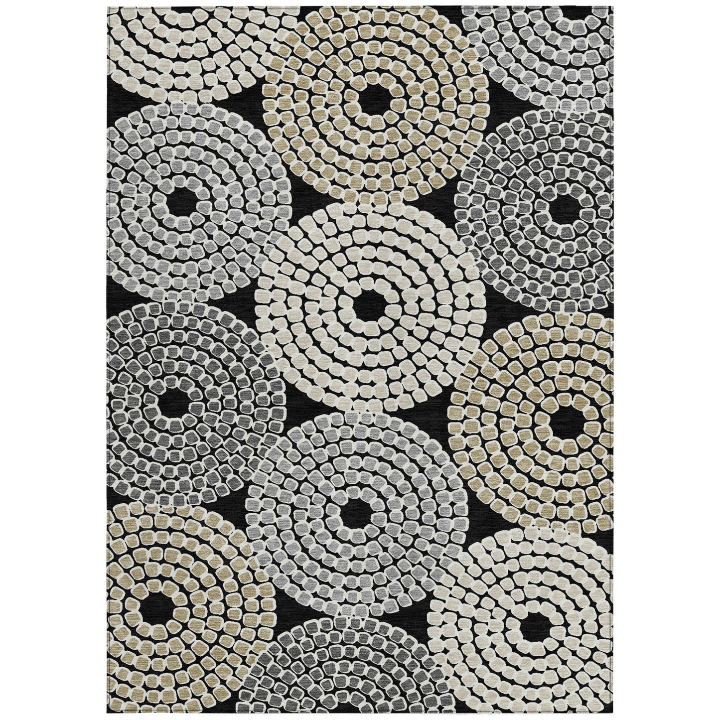 Tabselect Home Line 8' X 10' Black Gray And Beige Geometric Washable Indoor Outdoor Area Rug