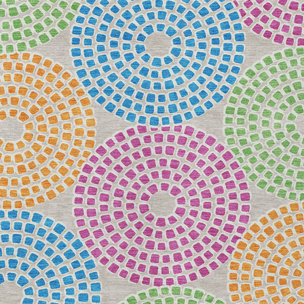 Tabselect Home Line 5' X 8' Purple Green And Aqua Geometric Washable Indoor Outdoor Area Rug