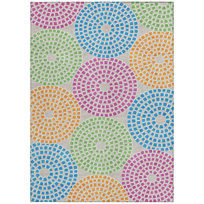 Tabselect Home Line 8' X 10' Purple Green And Aqua Geometric Washable Indoor Outdoor Area Rug