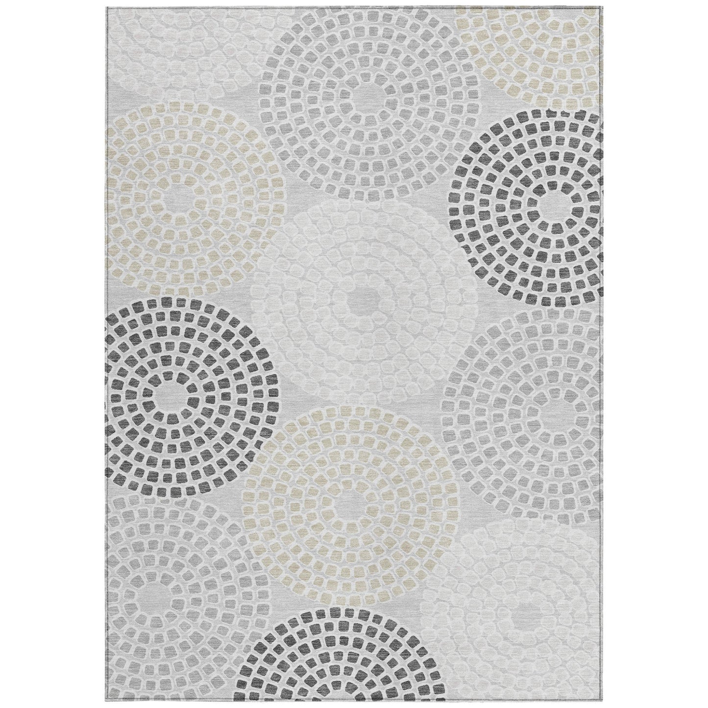 Tabselect Home Line 5' X 8' Gray And Taupe Geometric Washable Indoor Outdoor Area Rug